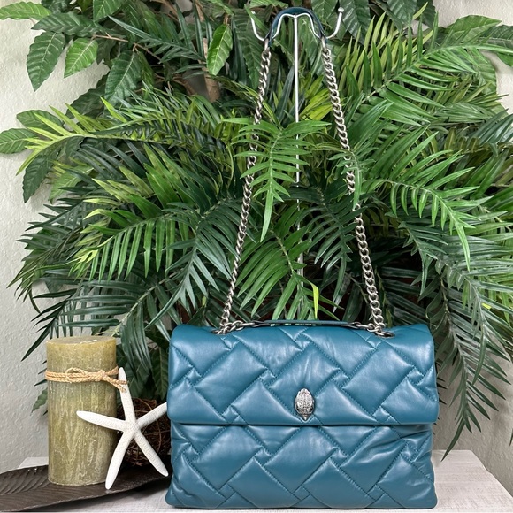 Kurt Geiger Handbags - KURT GEIGER - NWOT Teal London Kensington Soft Quilted Leather Crossbody Bag